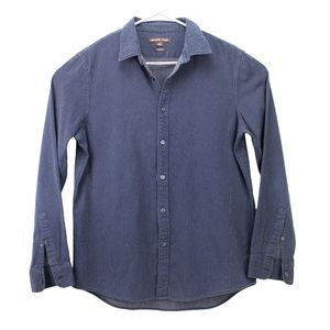 Michael Kors Mens Dark Blue Long Sleeve Button Down Shirt Classic Fit Size Large